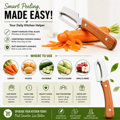 Wood Handle Stainless Steel Peeler - 50% OFF!