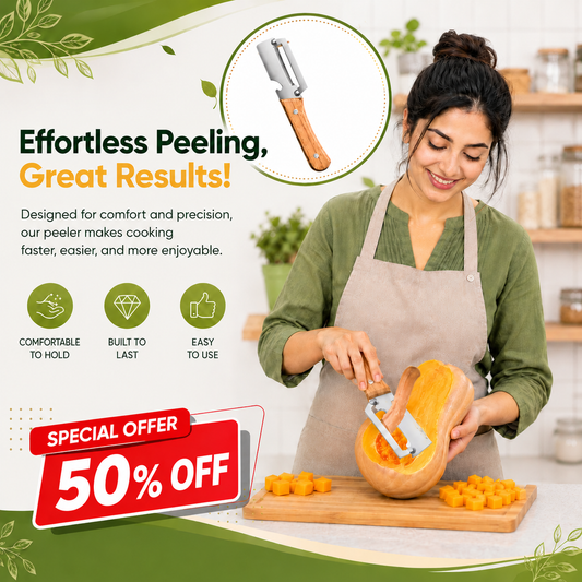 Wood Handle Stainless Steel Peeler - 50% OFF!