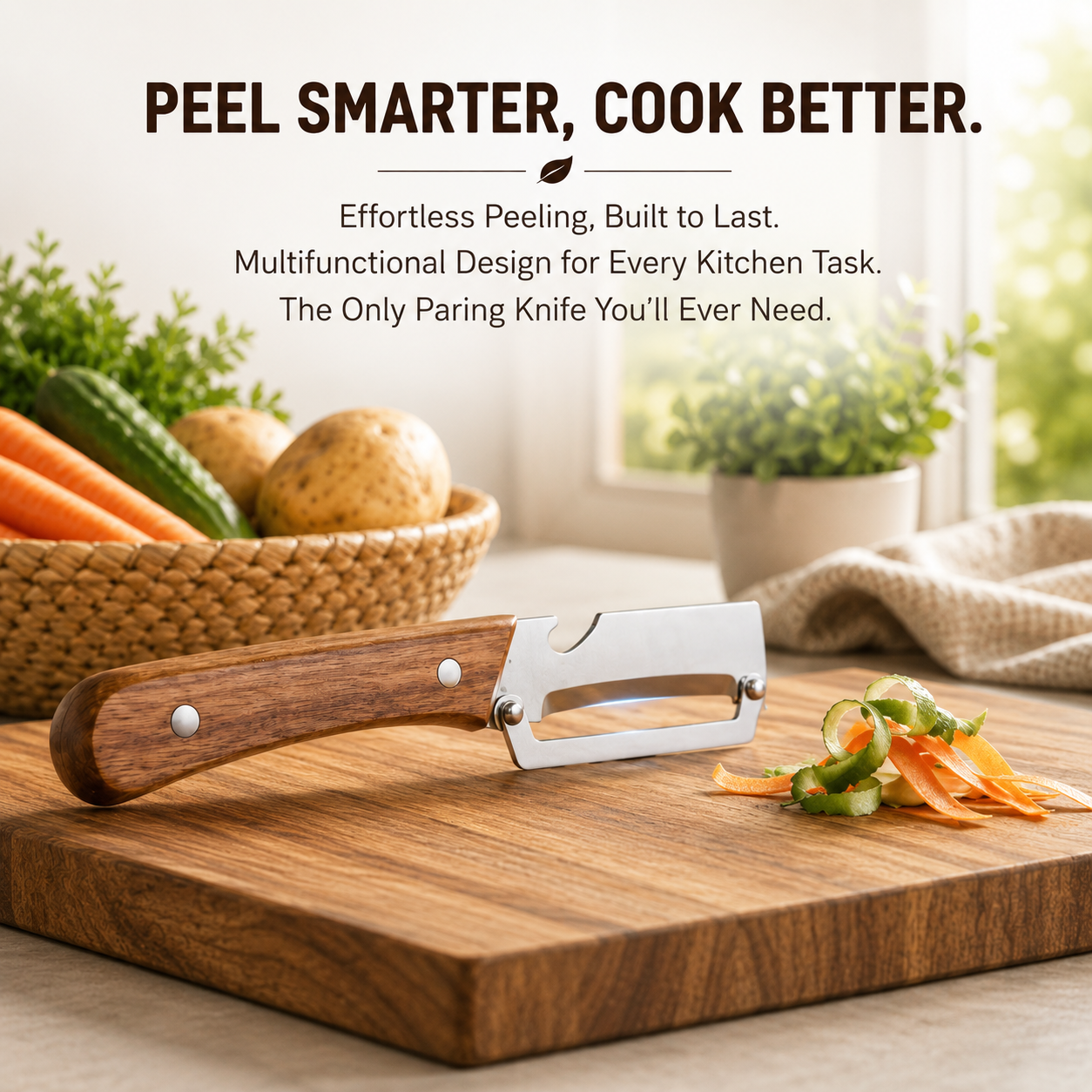 Wood Handle Stainless Steel Peeler - 50% OFF!